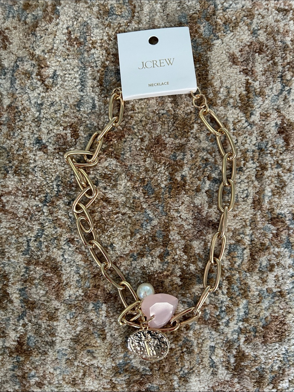 J. Crew Gold Coin Medallion! Link Necklace, $49.50, NWT!